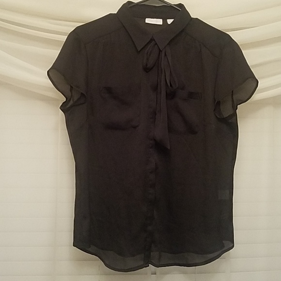 New York & Company Tops - Large black short sleeve sheer blouse.